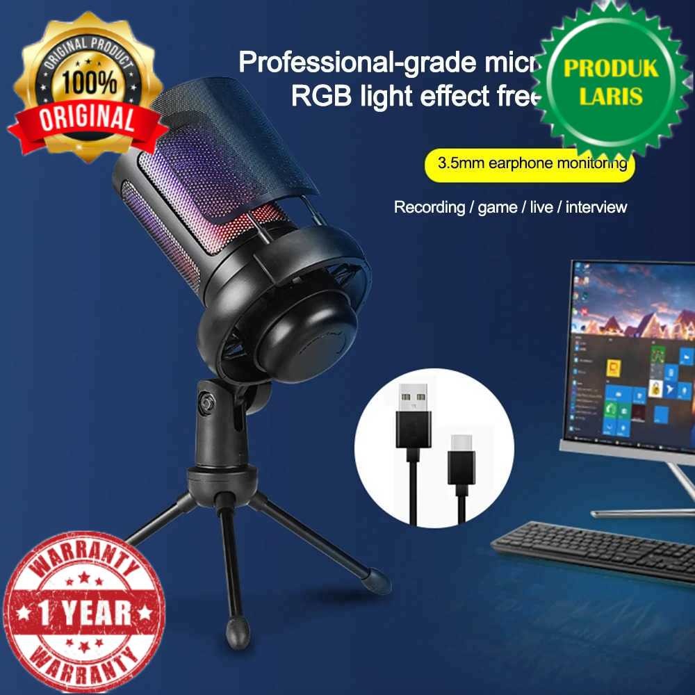 CoolD ไมโครโฟนคอนเดนเซอร์ USB ลดเสียงรบกวนสําหรับเล่นเกม ไฟ RGB สด - ME6S