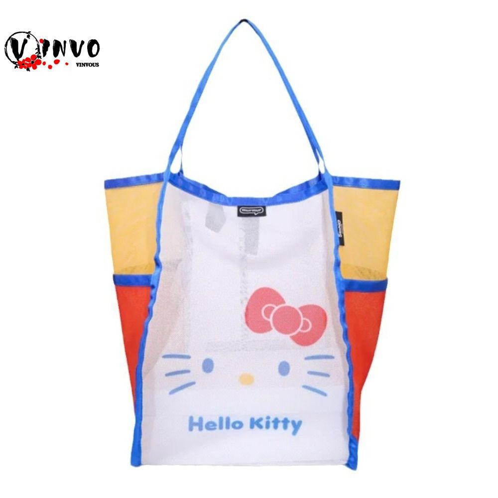 VINVOUS Nylon Mesh Shopping Bag, Nylon Handbag Kitty Cat Folding Eco Bag, Environmental Cartoon Eco-