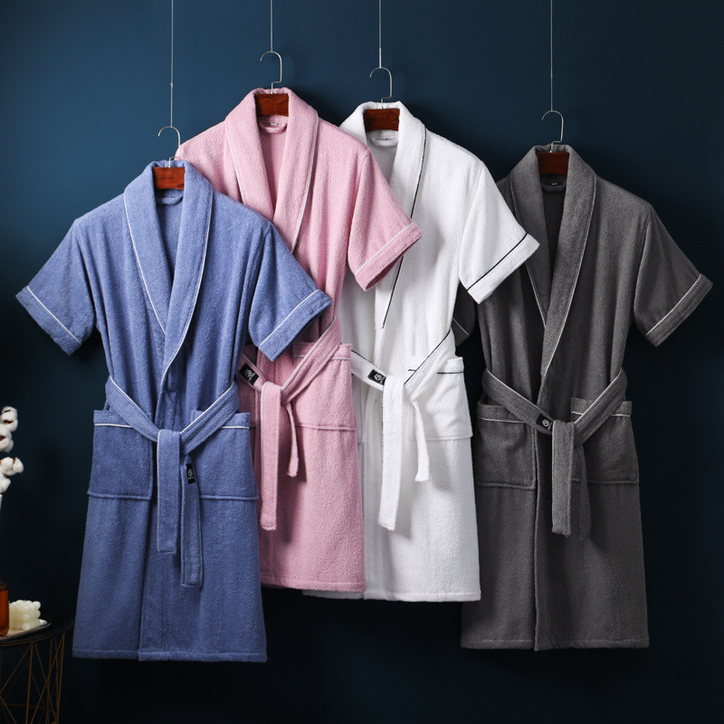 Nightgown สุภาพสตรีสบาย Skin-Friendly เสื้อคลุมอาบน้ํา Nightdress Loungewear โรงแรม [S1001] เสื้อคลุ