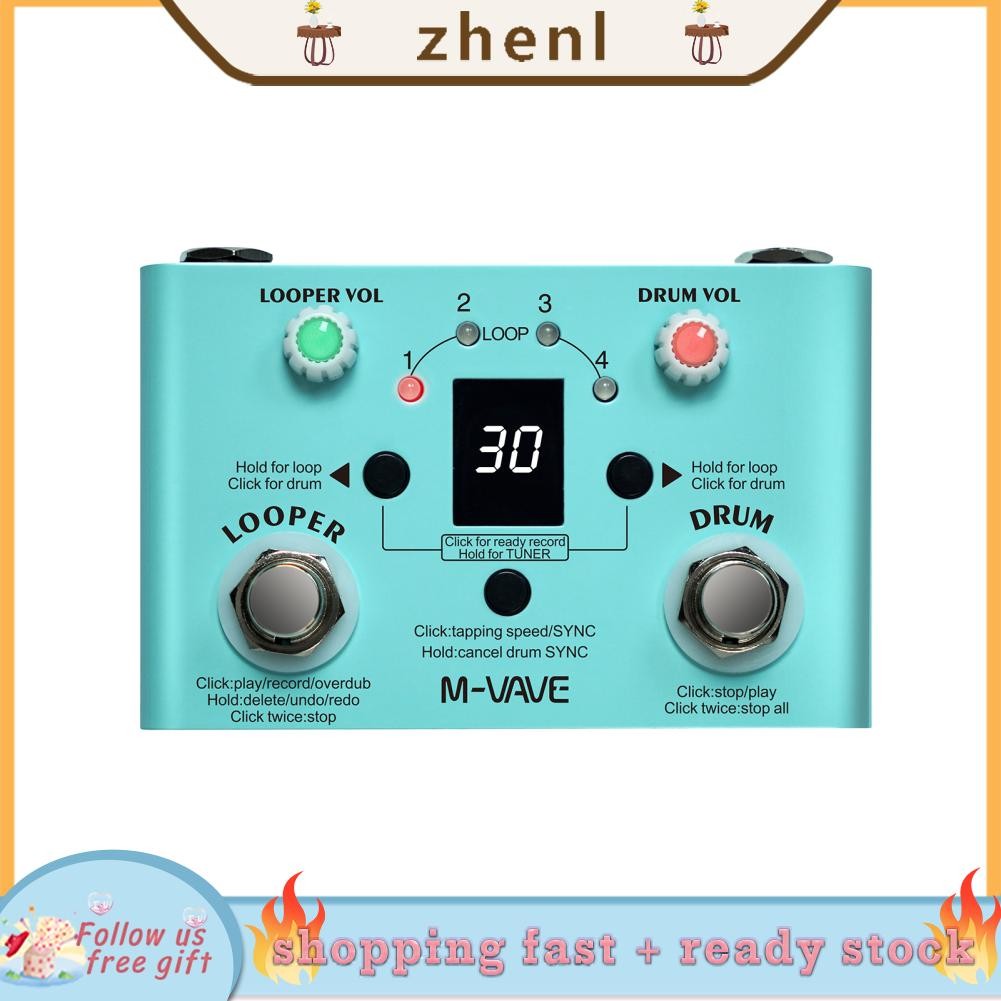 Zhenl Zhenl M-Vave Lost Tempo Effect Effect Pedal Drum & Looper Effector Mini 2-in-1 Machet