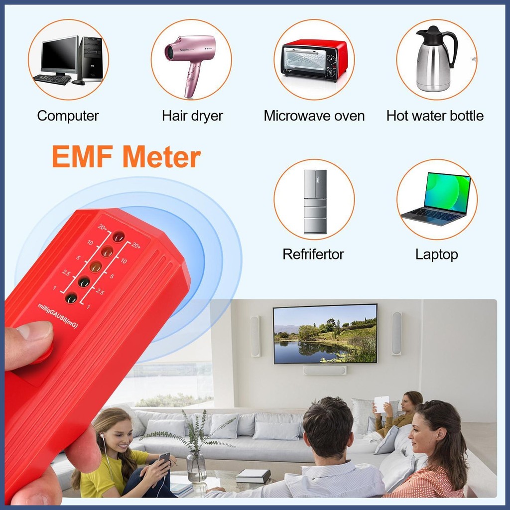 EMF Reader 5 ไฟ LED EMF Meter แม่เหล็กไฟฟ้ารังสีเมตรมือถือ Mini Digital LCD EMF myashoth