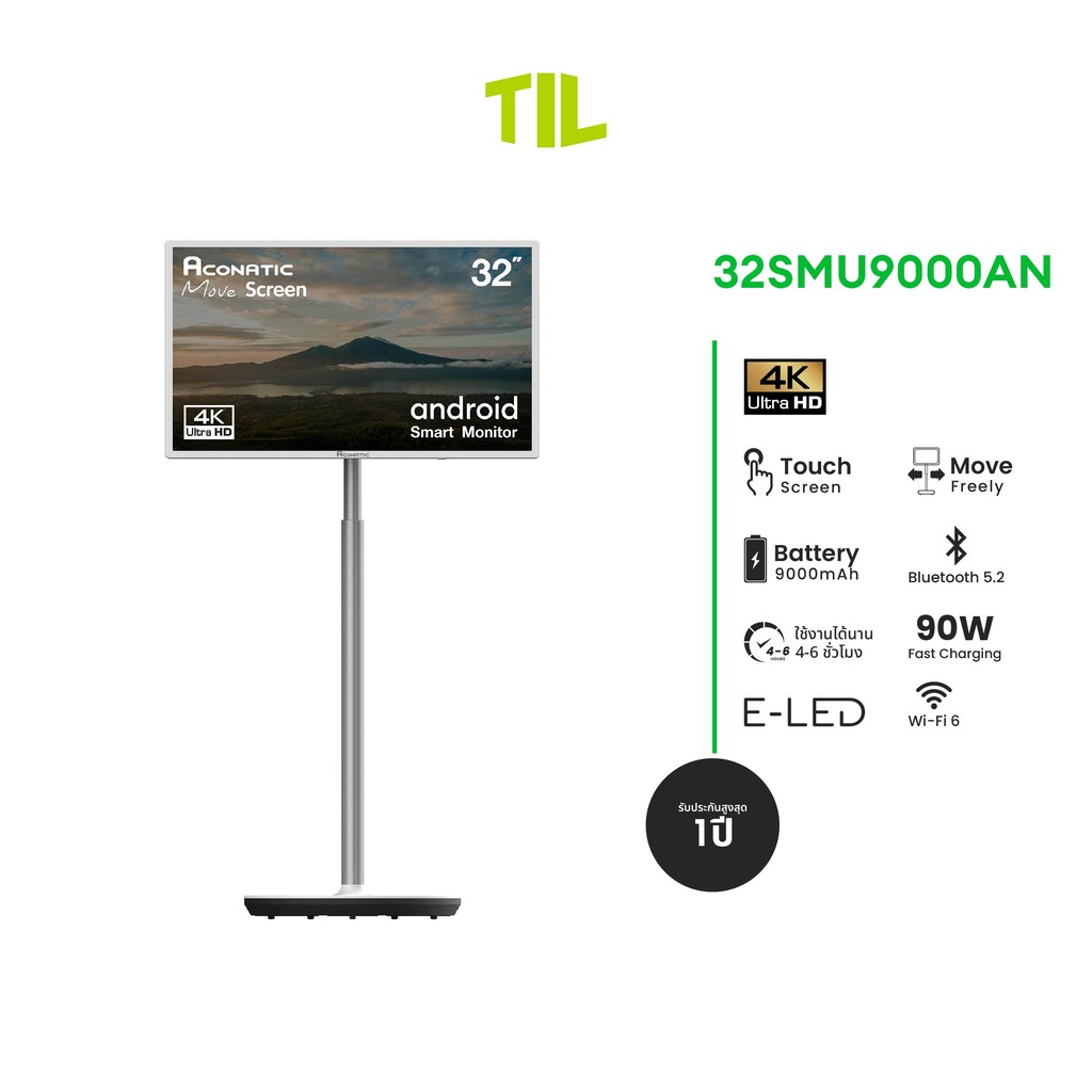 Aconatic จอมอนิเตอร์ 32 นิ้ว UHD 4K Android 13 รุ่น 32SMU9000AN Touch Screen Monitor Wi-Fi 6