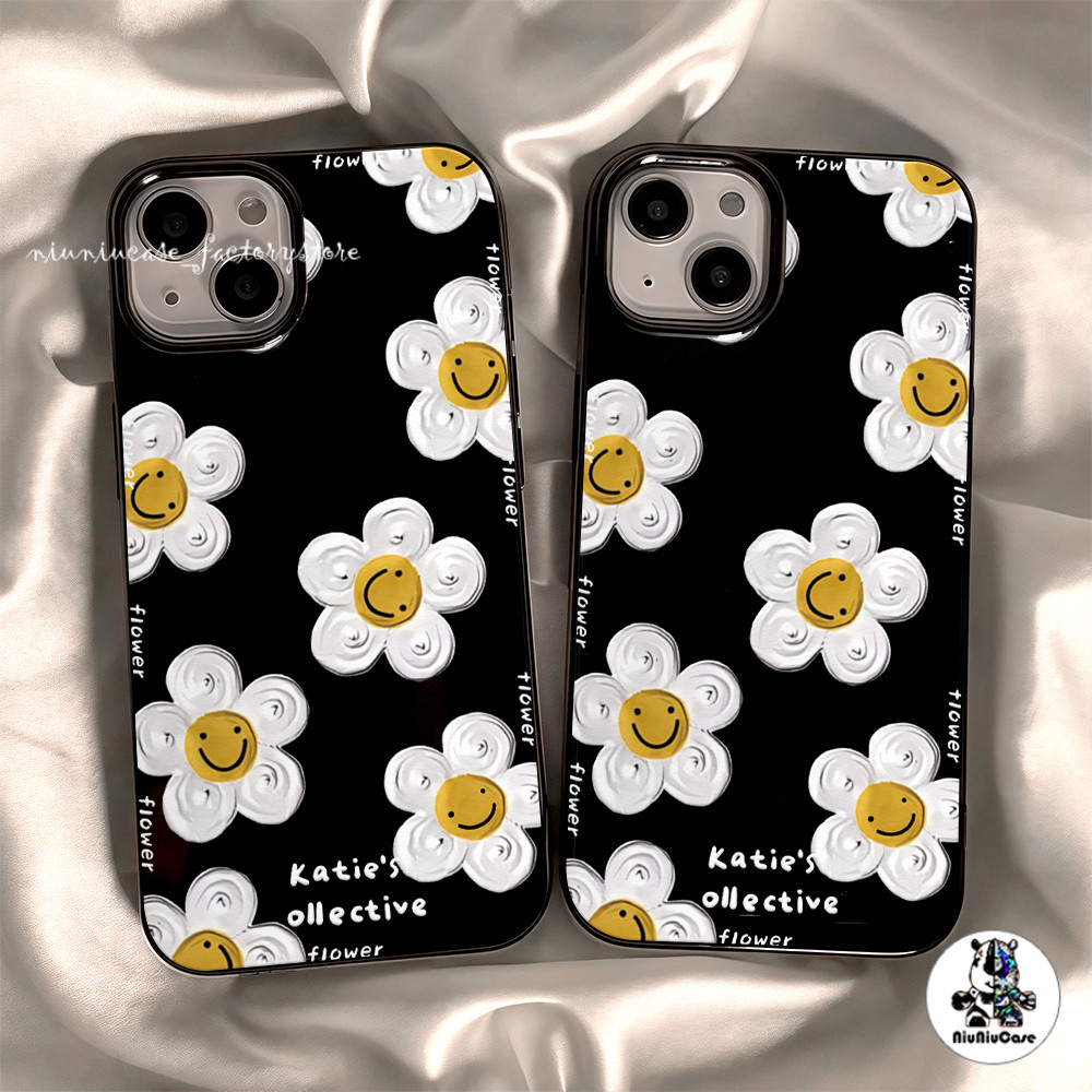 เคสโทรศัพท์ For iPhone 16 16PRO 14 14PROMAX 11 15 13 12 15Pro Max 8 7 16 Plus X XR ดอกไม้ยิ้มแย้ม นิ่มกันกระแทก เคสไอโฟน