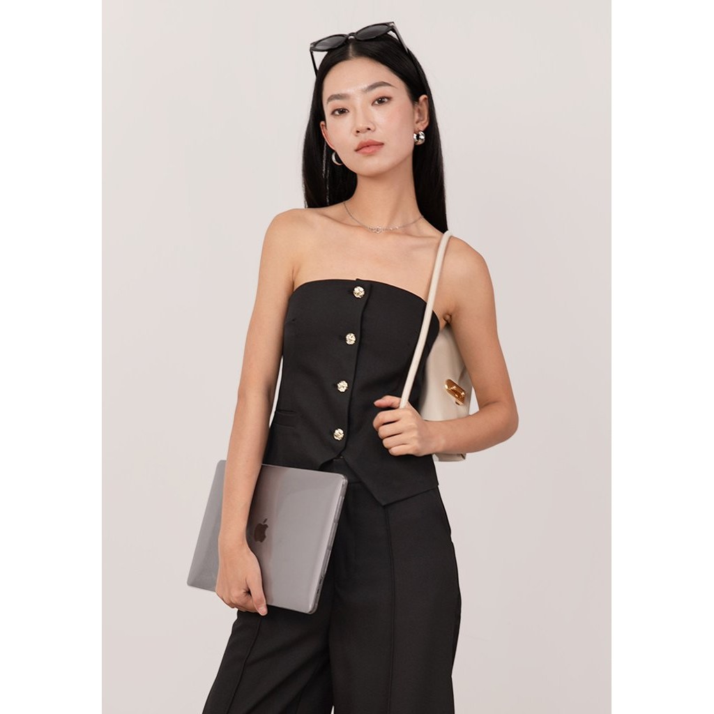 เสื้อกล้ามติดกระดุม Hustler สีดํา