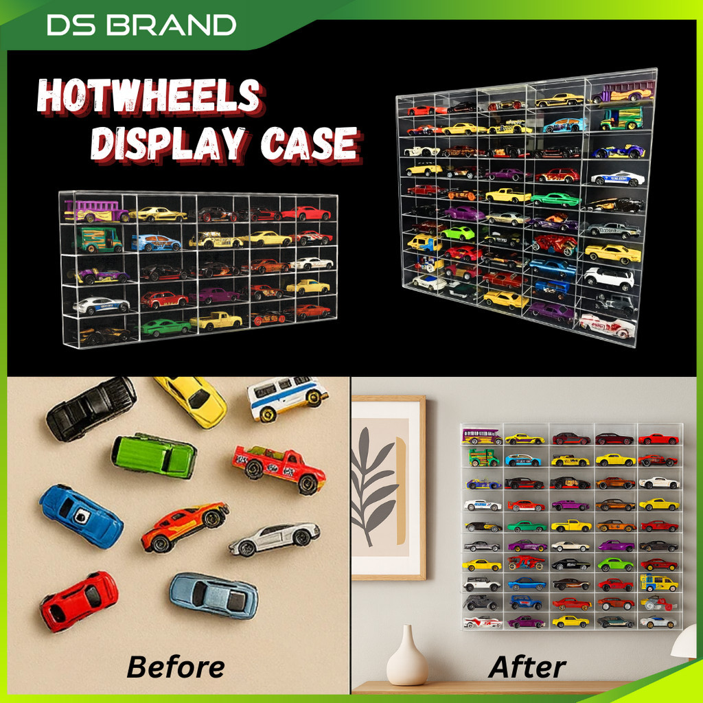 Rak Paparan Hot Wheels 25 Slot / DIY Akrilik Display Box / Tomica DS Brand M1