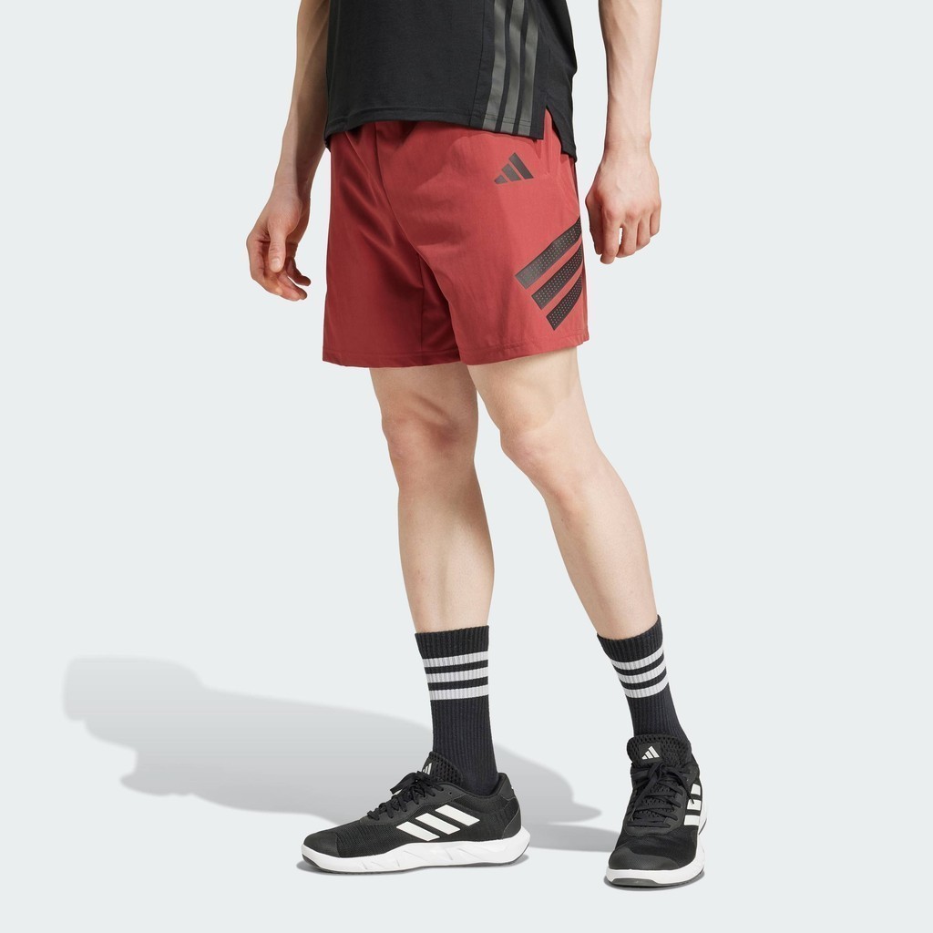 adidas Gym & Training กางเกงขาสั้น Icon 3-Stripes ผู้ชาย สีแดง JC5224