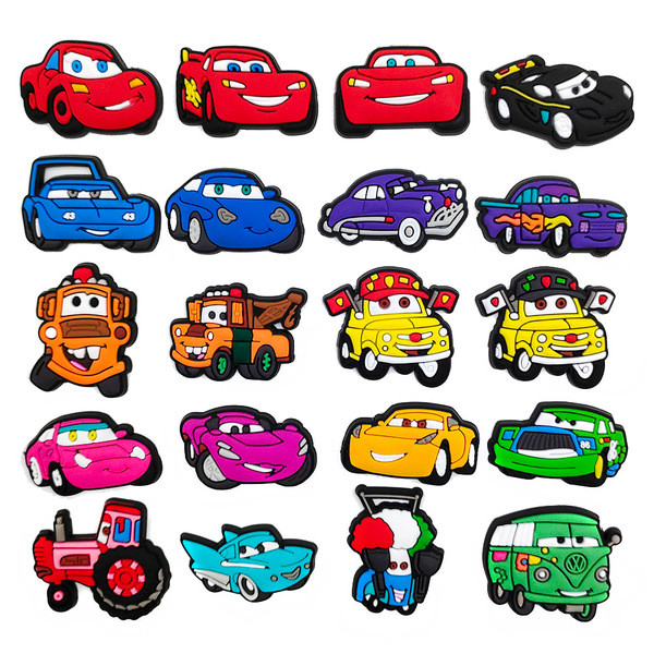 jibbitz อะคริลิค jibbitz Lightning McQueen การ์ตูนน่ารักรองเท้าหลุมรองเท้าดอกไม้ตกแต่งหัวเข็มขัดรถ S