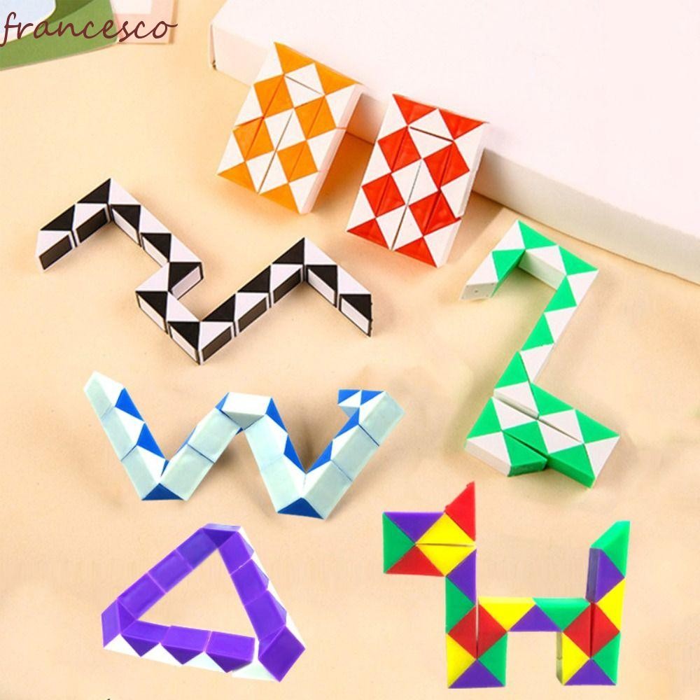 FRANCESCO 24 Speed Magic Snake Ruler, ที่ถอดออกได้ Transformable Cube Magic Snake Cube, 3D ปริศนา 24