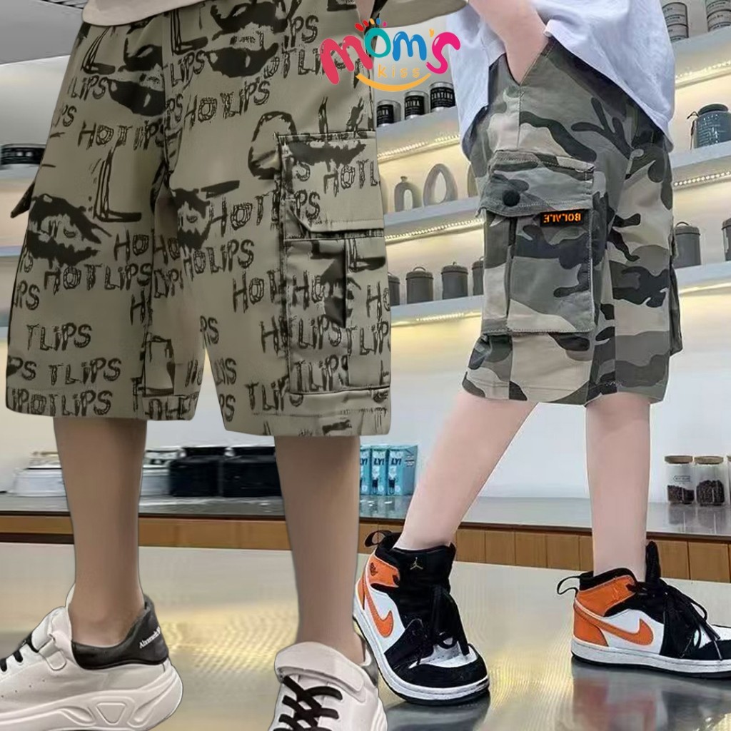 กางเกงขาสั้นลายพรางสำหรับเด็กผู้ชาย สไตล์แฟชั่นทันสมัย ผลิตจากผ้าคอตตอน ใส่สบายและระบายอากาศได้ดี เหมาะสำหรับทุกโอกาสในการสวมใส่ของเด็กผู้ชายแบบเกาหลี
