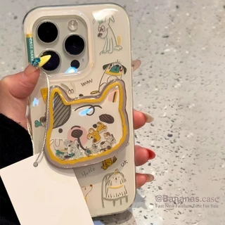 ใช้งานร่วมกับ iPhone 17 16 15 14 13 12 11 Pro Max X Xr Xs Max 7 8 Plus SE2020 เคสโทรศัพท์การ์ตูน Mischievous Puppy + Stand Soft ฝาหลัง