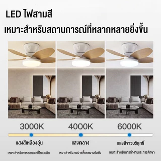 🇹🇭จัดส่งจากไทย🇹🇭 25/36 นิ้ว Ceiling Fans with Light โคมไฟพัดลม ไฟเพดาน พัดลมเพดานมีไฟ โคมไฟติดเพดาน พัดลม มีรีโมทควบคุม มอเตอร์ DC 6 ระดับความเร็ว