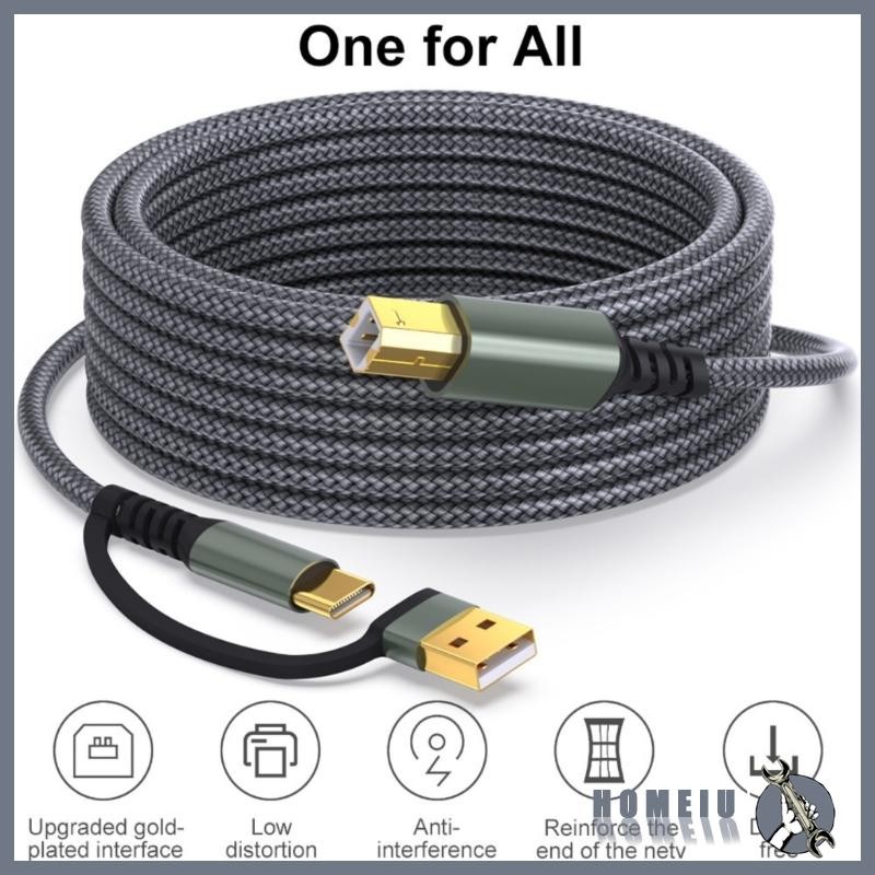 HOMEIU 1m 2m 3 0m 5m สายเครื่องพิมพ์ USB Type C ถึง USB B Data Cord สําหรับเชื่อมต่อเครื่องพิมพ์สแกน