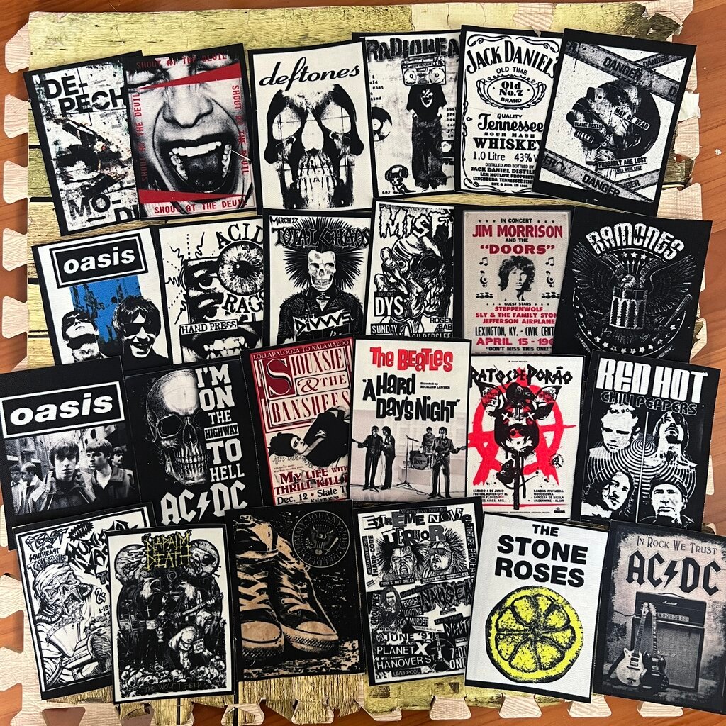 ตัวรีดติดเสื้อ วงดนตรี ร็อค วินเทจ พังค์ ผ้าแคนวาสพิมพ์ลาย ตกแต่งเสื้อผ้า Canvas Iron on Patch