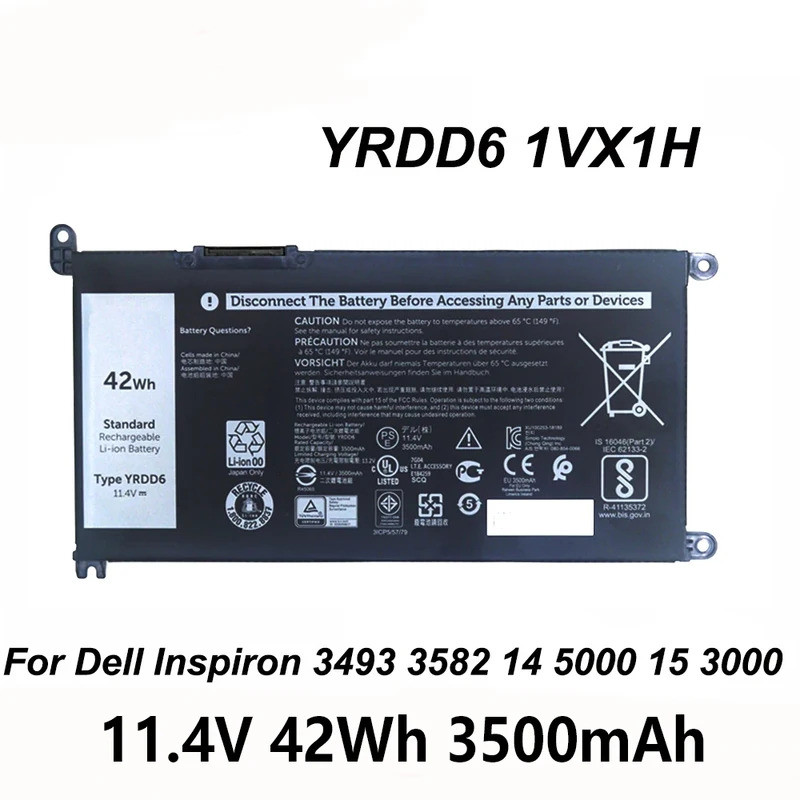 YRDD6 1VX1H 0YRDD6 42Wh แบตเตอรี่แล็ปท็อปสําหรับ Dell Inspiron 3493 3582 14 5000 5480 15 3000 5584 5