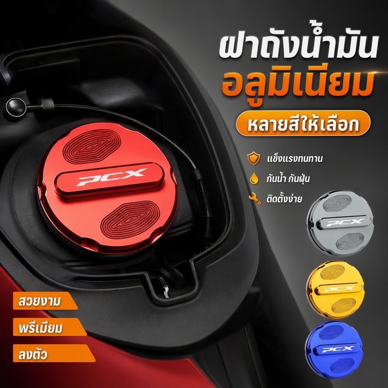 ฝาครอบถังน้ำมัน PCX150 PCX160 อลูมิเนียมอัลลอยด์ แต่งมอเตอร์ไซค์ ตรงรุ่น ทนทาน หลายสี