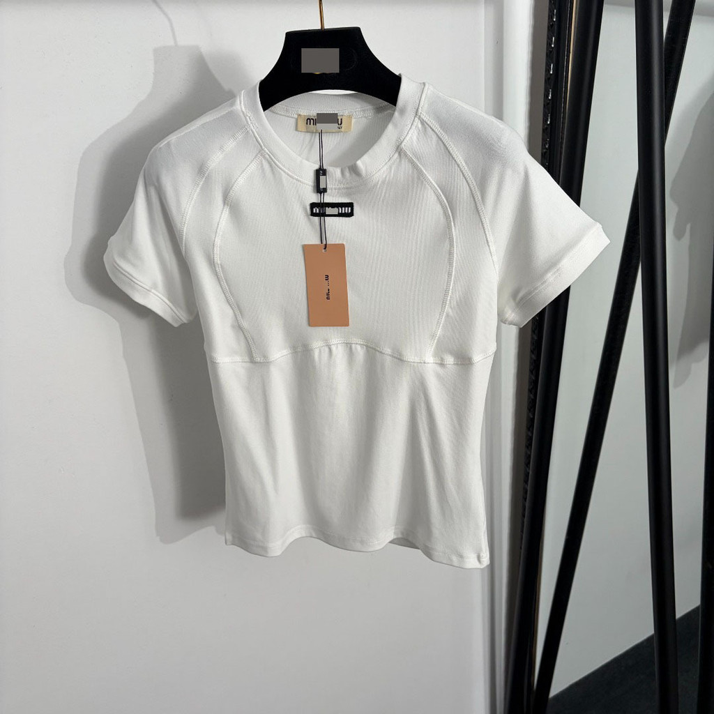 M1u Temperament Slim-fit Dopamine Sweet Dating Wear Collar Label Letter Slim Short Sleeve T @
