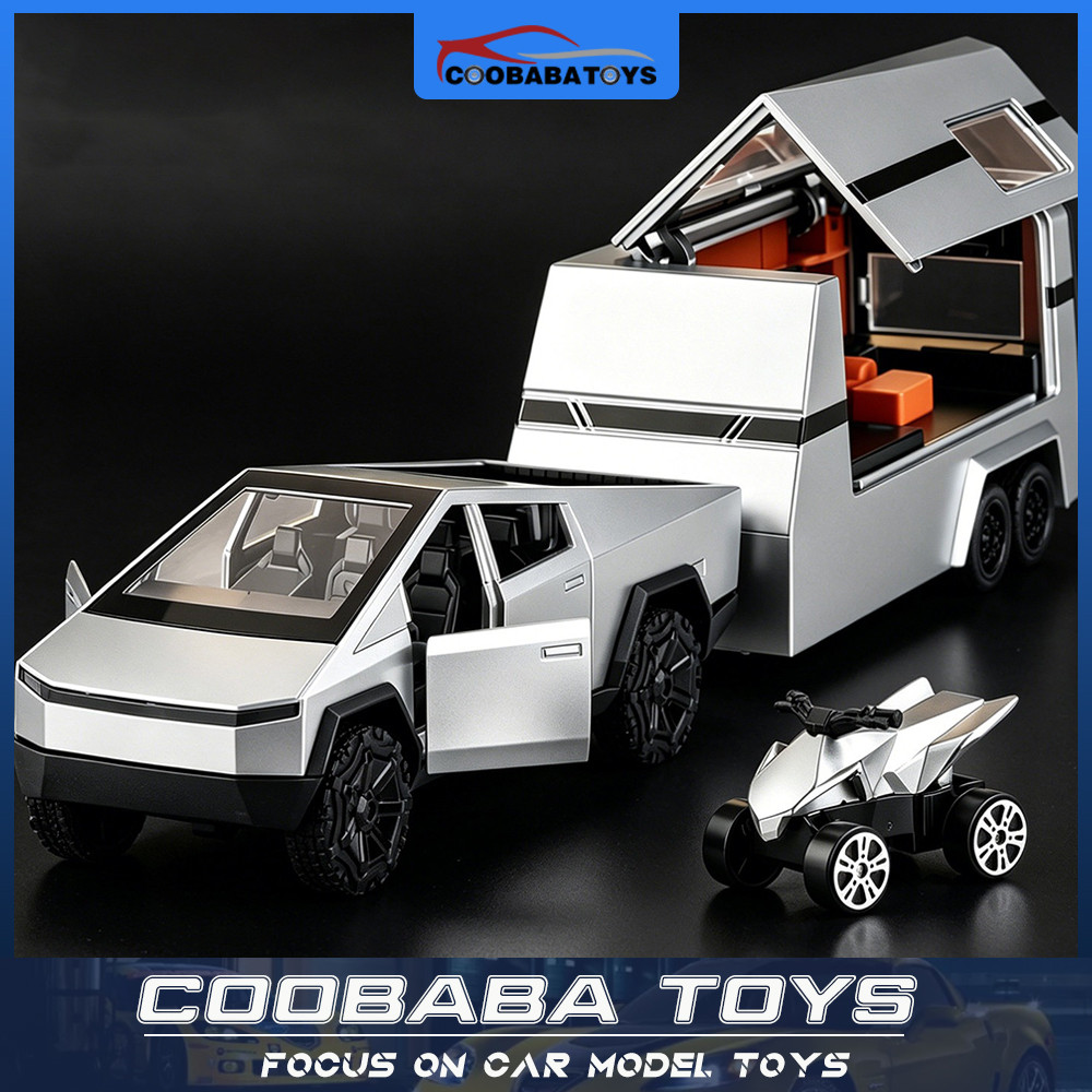 CBB 1:36 รถกระบะลากจูง a Camper Van โลหะผสมรถDiecastรุ่นของเล่นเสียงแสงดึงกลับสําหรับเด็กเด็กผู้ใหญ่รถสะสมของขวัญวันเกิด