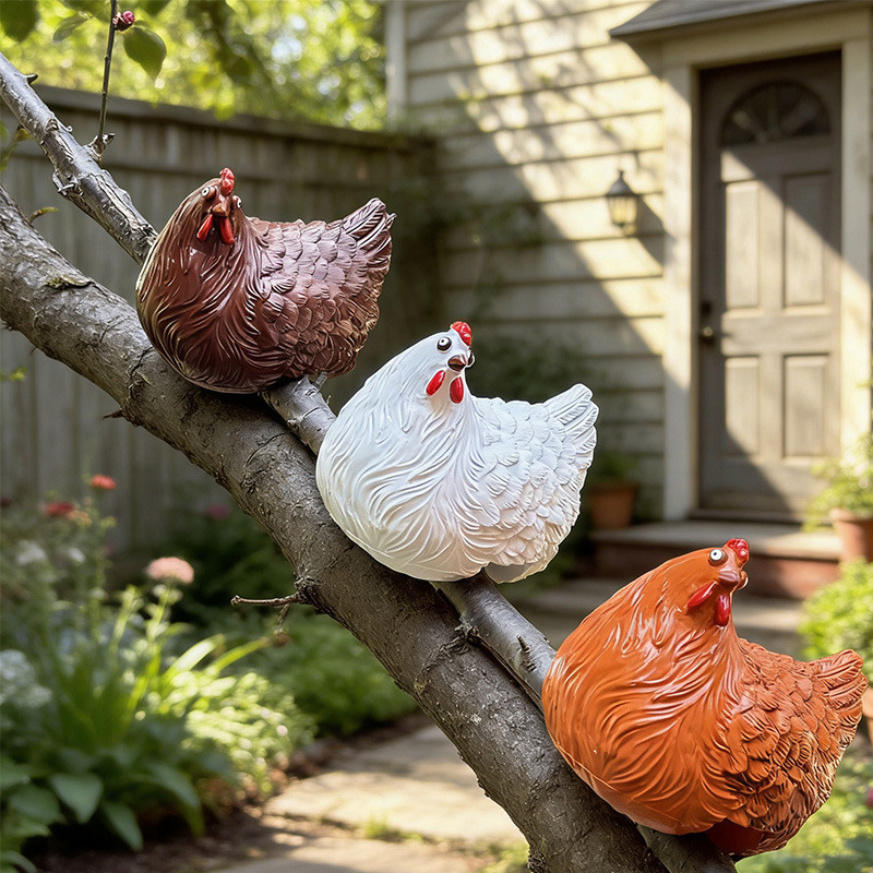 COD ของตกแต่งสวน รูปปั้นไก่แม่ ไก่ติดรั้ว ทนแดดฝน ทนทาน รูปที่ 8