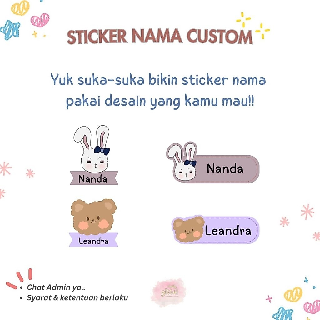 สติ๊กเกอร์ชื่อที่กําหนดเองกันน้ํา/CUSTOM CHILDRENS NAME STICKER/NAME LABEL STICKER