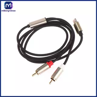 [ล้านgridnew] สายสัญญาณเสียง Type C เป็น RCA 2 ตัวแปลงสายไฟ RCA Aux สายเสียง USB C สําหรับแล็ปท็อปลําโพงโทรศัพท์มือถือเครื่องขยายเสียงเครื่องขยายถัก 1 เมตร WQL