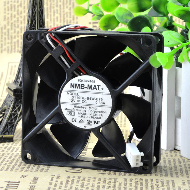 NMB 3110GL-B4W-B79 DC12V 0.38A สวิตช์สามสาย 8025 8 ซม. พัดลมระบายความร้อน