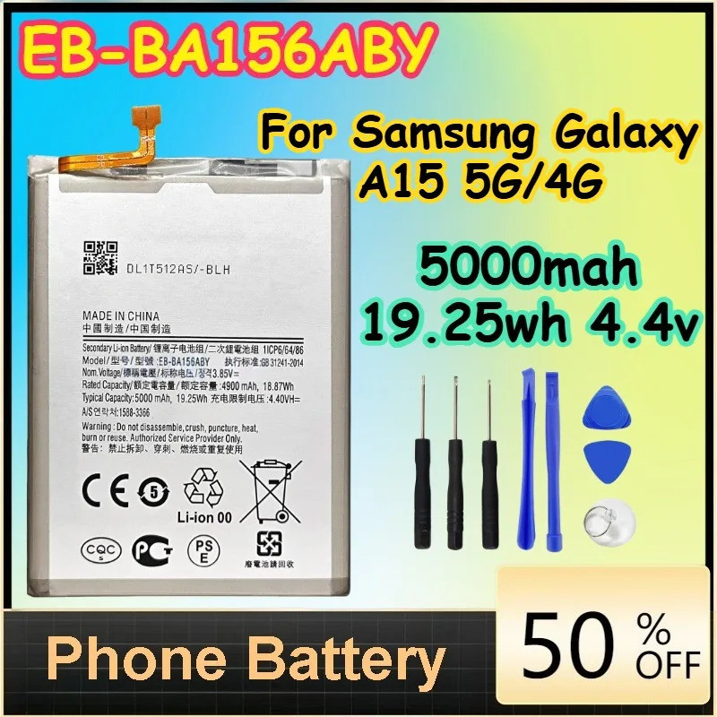 EB-BA156ABY 5000mah 19.25wh 3.85v แบตเตอรี่สําหรับ Samsung Galaxy A15 5G/4G แบตเตอรี่โทรศัพท์มือถือ 