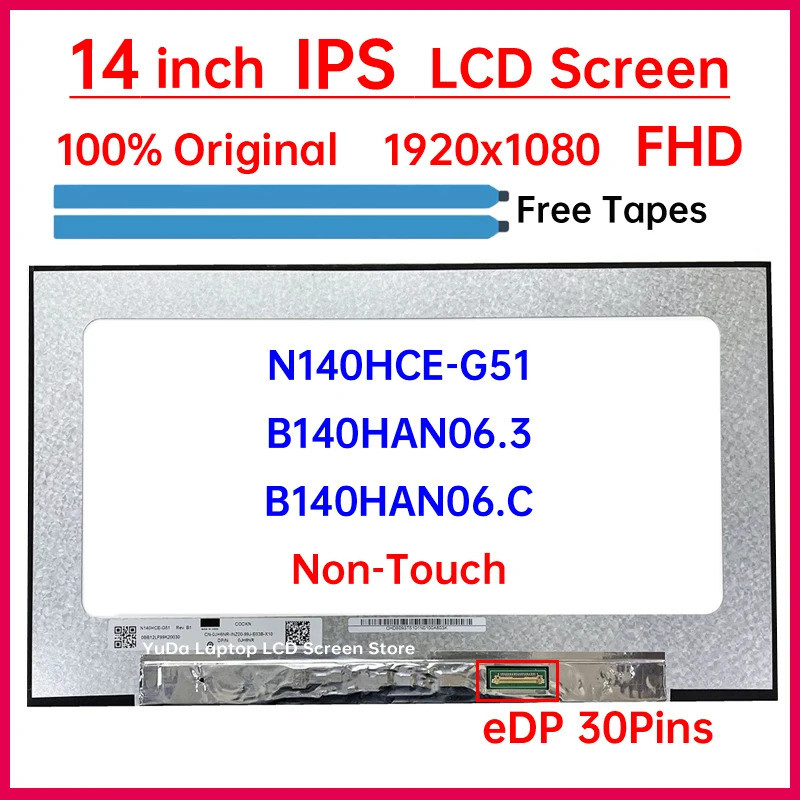 หน้าจอ LCD 14" N140HCE G51 N140HCE-G51 B140HAN06.3 B140HAN06.C Display Matrix Panel Replacement 1920