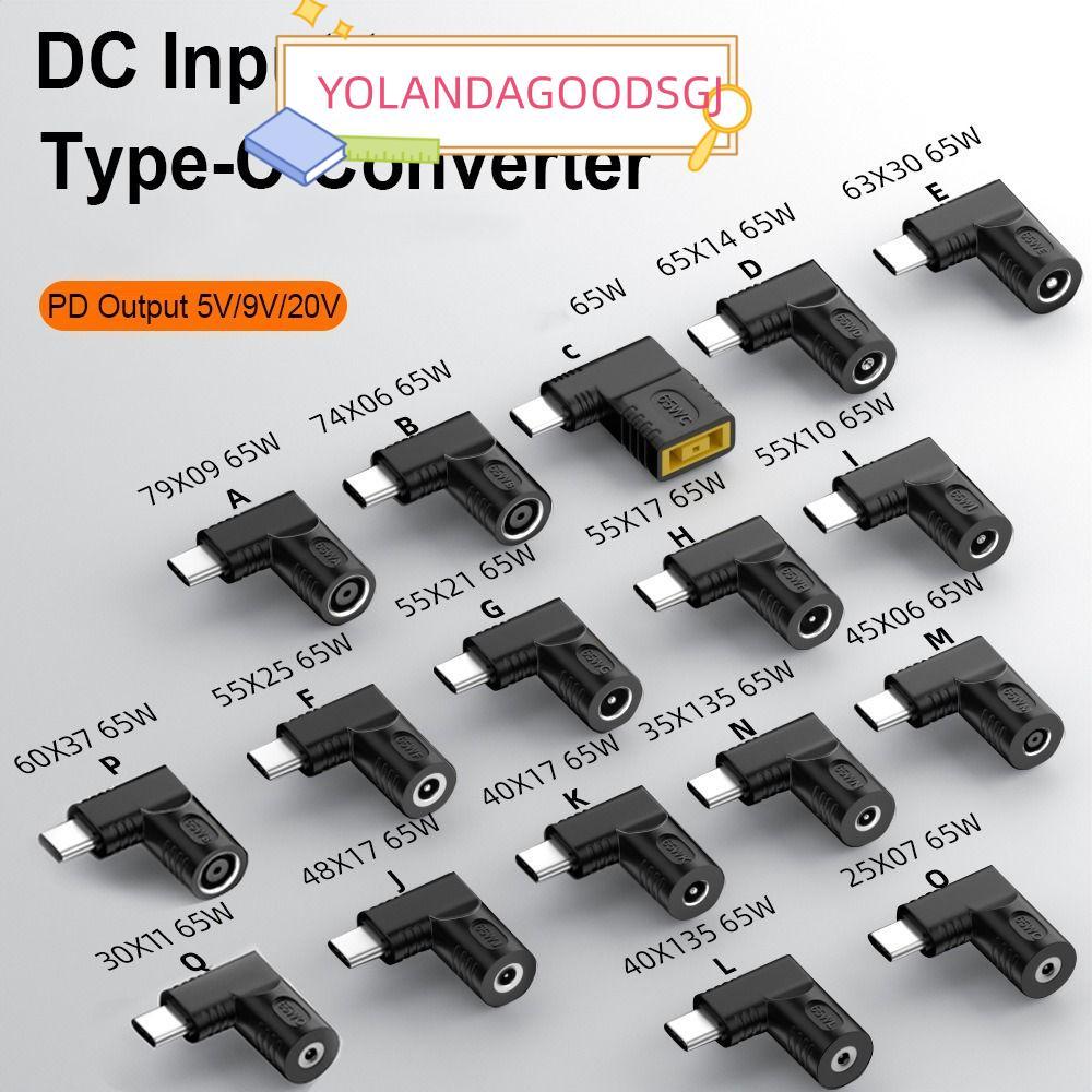 YOLANDAGOODSGJ DC to Type C Converter 5v 9v 12v USB C Connector Square Plug แล็ปท็อปชาร์จสําหรับ //