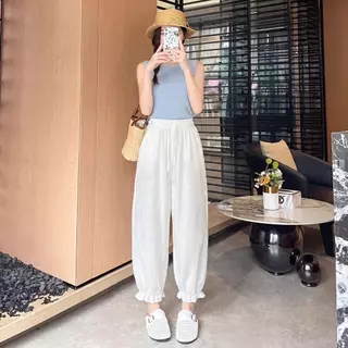 DTXmarket No.GY026 กางเกงจินนี่ กางเกงบอลลูนทรงสวย ผ้าดีใส่สบาย ผ้าลินิน กางเกงแฟชั่น
