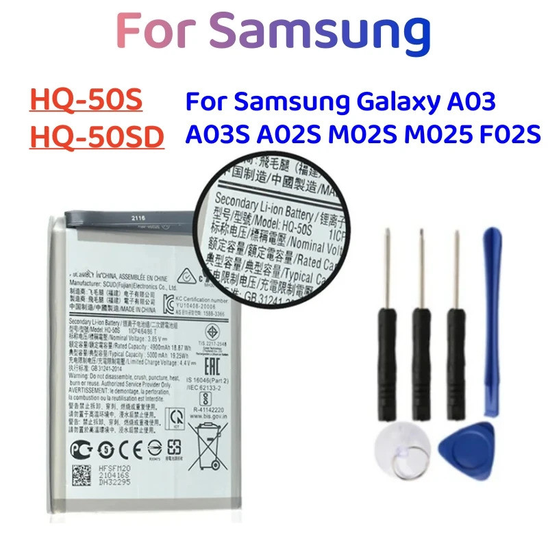 5000mAh เปลี่ยนแบตเตอรี่โทรศัพท์มือถือ HQ-50SD HQ-50S สําหรับ Samsung Galaxy A03 A03S A02S M02S M025