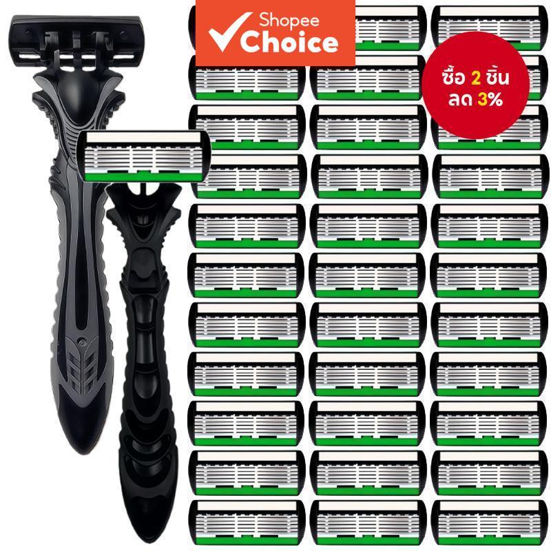 เครื่องโกนหนวดแบบแมนนวล 6 ชั้นสําหรับผู้ชาย - ใบมีดเปลี่ยนได้กันสนิมที่ปลอดภัย, เครื่องมือกรูมมิ่งกันน้ําคุณภาพสูง