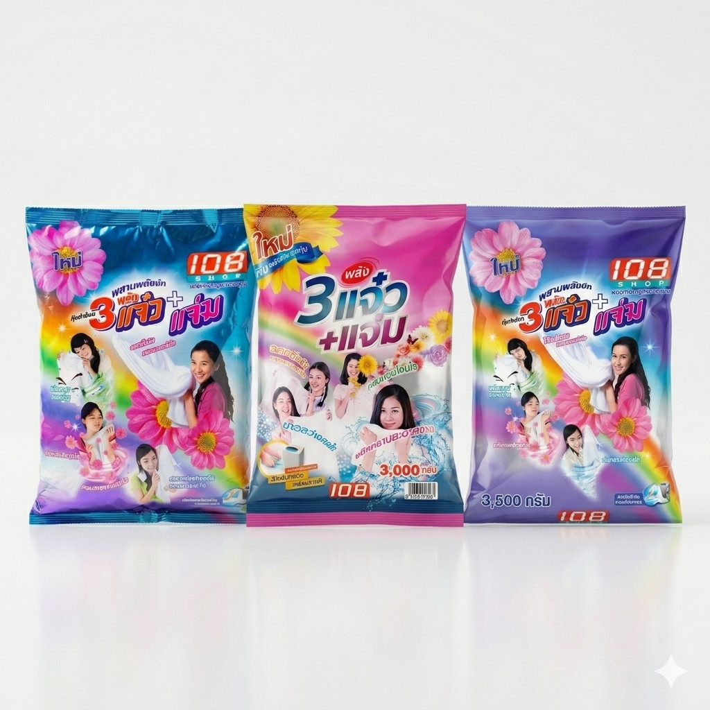 ✅พร้อมส่ง✅ผงซักฟอก 3แจ๋ว 108 ช็อป 2600 กรัม /3000กรัม เเละ 3500กรัม