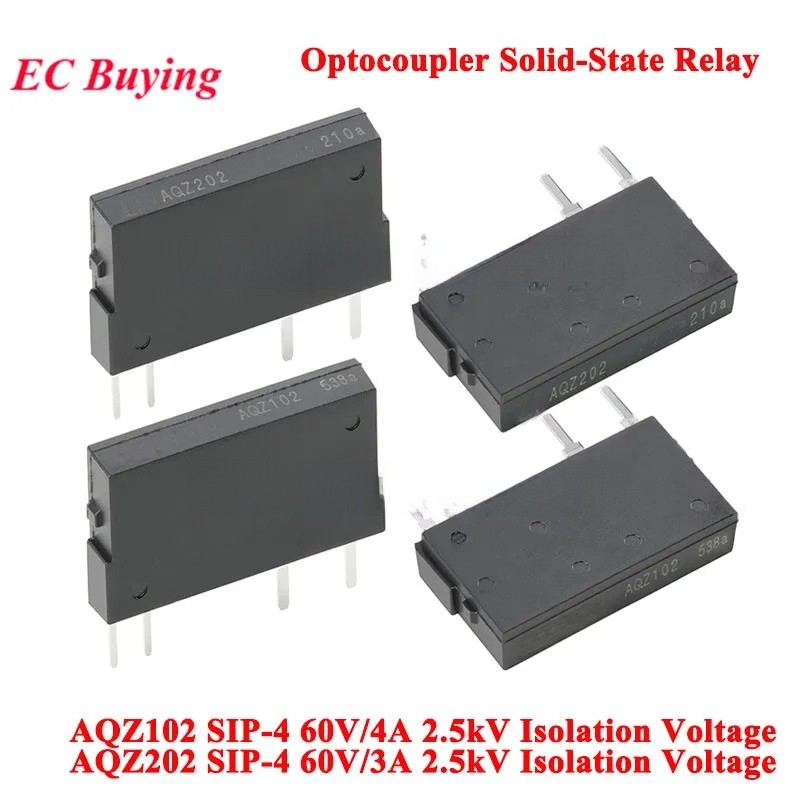 5 ชิ้น/1 ชิ้น AQZ102 AQZ202 SIP-4 Optocoupler Solid-State Relay 60V 4A/3A 2.5kV การแยกแรงดันไฟฟ้า 1 