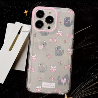 For iPhone 16 เคสใส ปุ่มชุบไฟฟ้าอ่อนป้องกันกล้องกันกระแทก โบว์สีฟ้าน่ารัก เข้ากันได้กับ iPhone 14 13 15 16 11 12 Pro Max