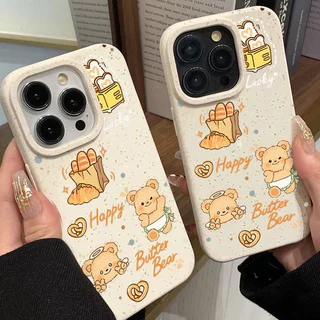 น่ารักการ์ตูนหมีเนยน่ารักTPUนุ่ม เคส IPhone 11 15 13 12 14 Pro Max 7Plus 8Plus 6s 6 7 8 Plus X XR XS MAX SE 2020