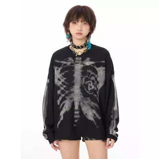 SUIKONE ซุยโคเนะ ใหม่เสื้อยืดแขนยาวดีไซน์แบรนด์อินเทรนด์สไตล์อเมริกันคุณภาพสูง ไม่จํากัดเพศ