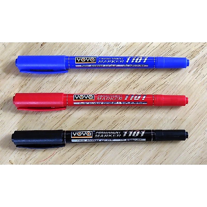 (10ด้าม)ปากกาเขียนซีดี2หัว YOYA(TWIN MARKER CD PEN) PERMANENT MARKER 1101
