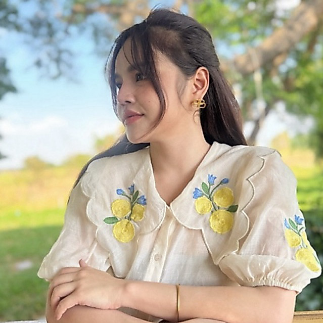 TAG:WGWE เสื้อแขนสั้น จั้มแขน390 ปกปักลายดอก