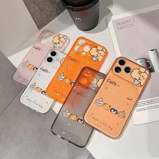 For iPhone เคสไอโฟน หมีน้อยสีเหลือง 11 12 13 14 15 16 17 PLUS B4PRO MAX X XS เปลือกที่เรียบง่าย MAX XR 7/8PLUS