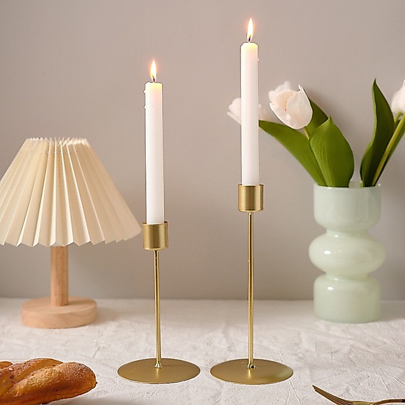 OurHome [พร้อมส่ง] เครื่องประดับเชิงเทียนเหล็กสูงและต่ำ High&low iron candlestick ornament พร็อพถ่ายรูป ของตกแต่งบ้าน ต