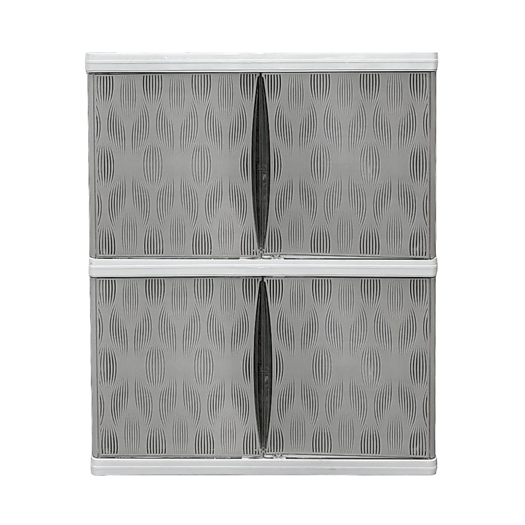 ตู้บานเปิด 2 ชั้น โครงทึบ Leaf KASSA HOME รุ่น ZKG-Clear Vid-V.2 ขนาด 70 x 50 x 82 ซม. สีขาว - เทา