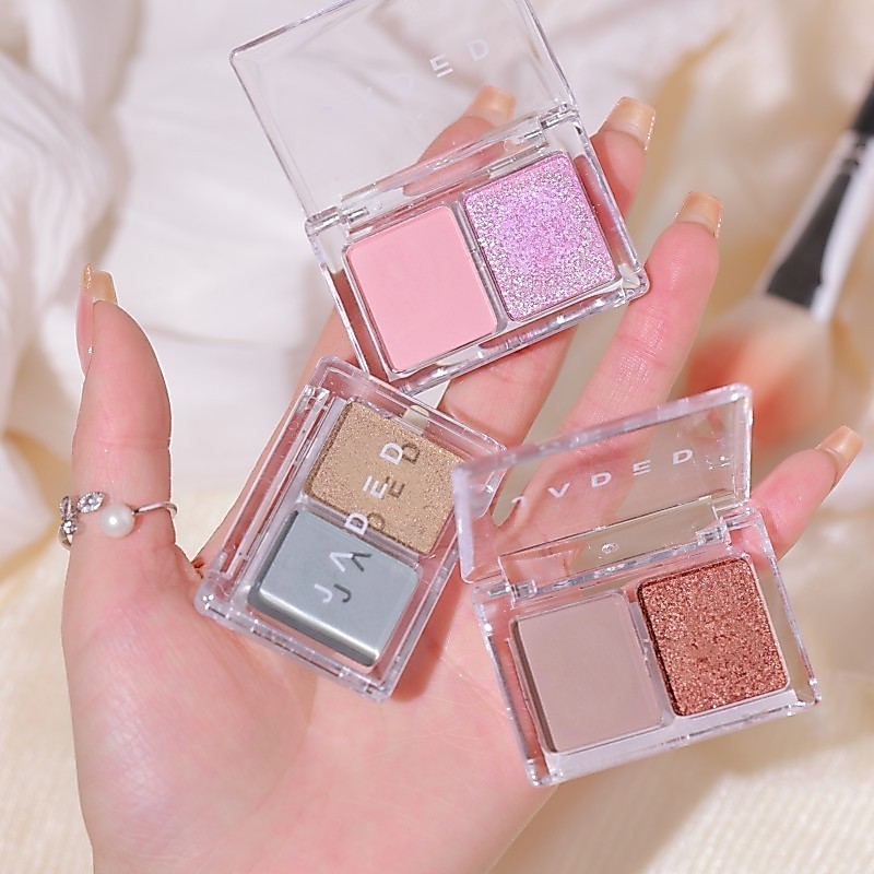 BM-shopอายแชโดว์สองสีพาเลท-โรสโกลด์เคลือบประกายมุกสีเอิร์บไฮไลท์คอนทราสต์รวม Y-423  กันน้ํา ติดทนนาน