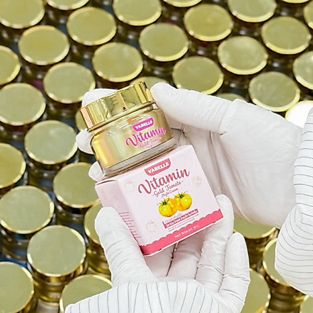 วาเบลล์ไนท์ครีม (10g) ครีมลดสิว หน้าใสอิ่มฟู - VABELLE VITAMIN GOLDTOMATO NIGHTCREAM วิตามินมะเขือเทศ(สีทอง)