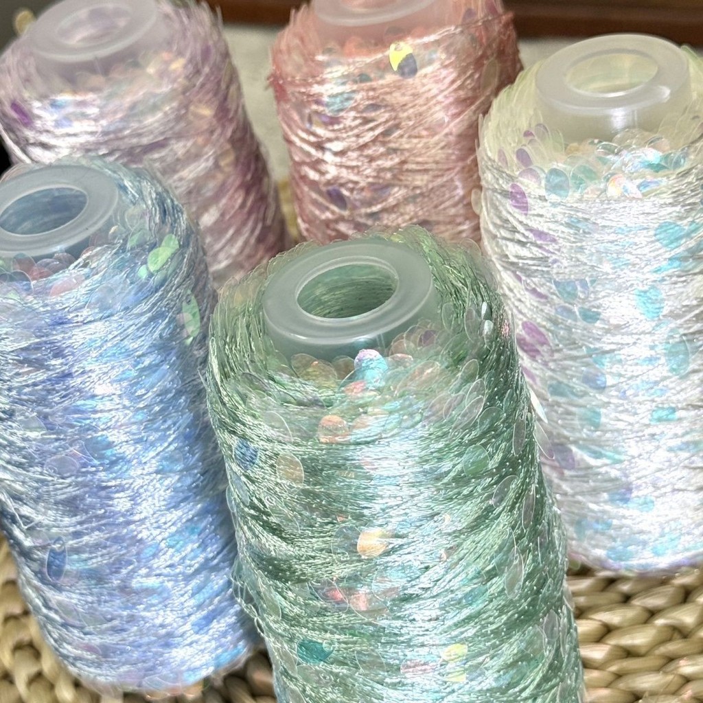 เลื่อมหยดน้ํา diy Magic Color Sequins Thread Braided Silver Threading Yarn Characteristic Yarn 100g