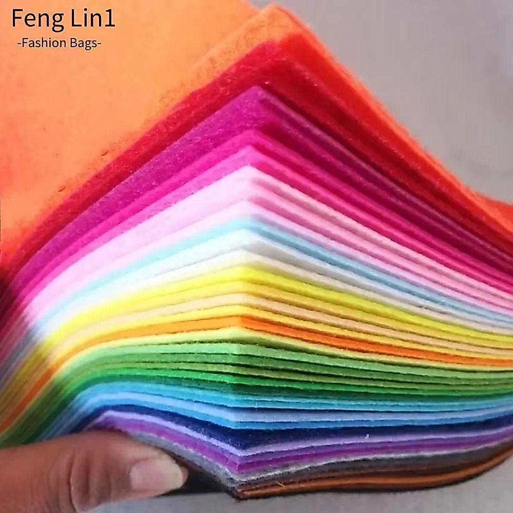 Fengling 40 ชิ้นผ้าสักหลาดแผ่น,สีสัน 1 มม.ผ้าไม่ทอหนา,คุณภาพสูงทนทานหัตถกรรมสแควร์ Handmade Fabri เย็บ DIY Craft