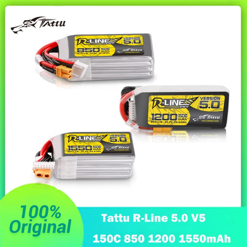 Tatti R-Line 5.0 V5 150C 850 1200 1550mAh แบตเตอรี่ Lipo 4S/6S XT30 XT60 ปลั๊ก FPV Racing Drone RC Q