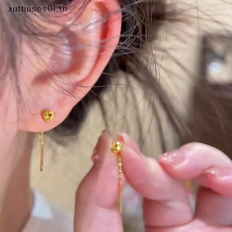ต่างหู.Simple.Golden.Ruyi.2025 สไตล์หรูหรา ใช้งานได้หลากหลาย