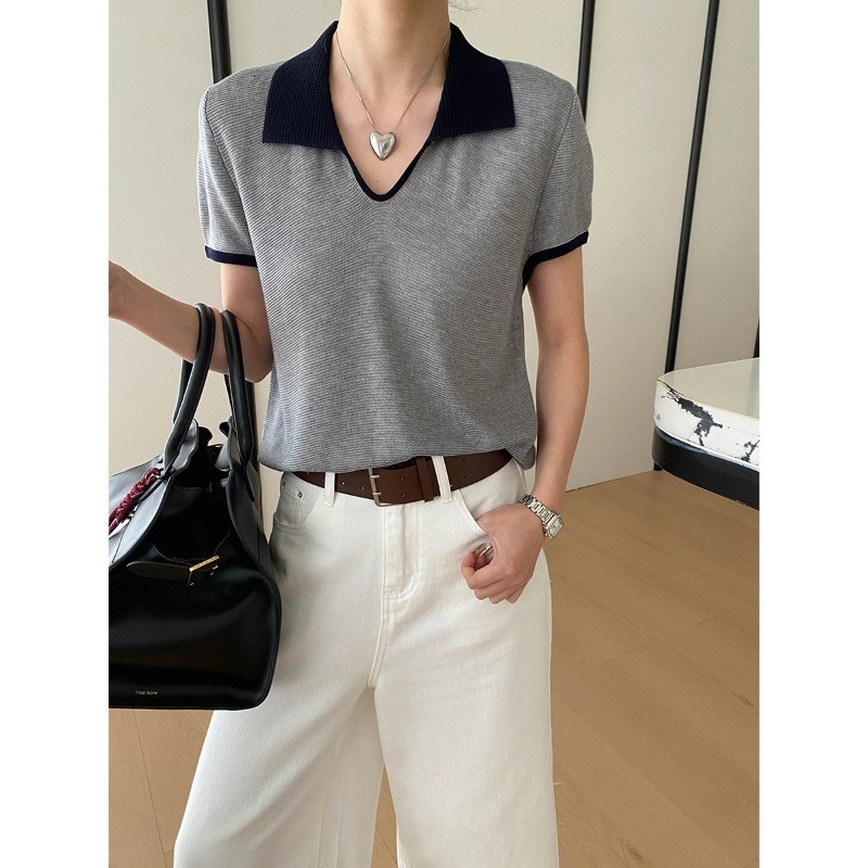 SN8855 Commuter Daily Tencel ผ้าลินินผสม Contrast สี Hooded Casual Slimmer ดูเสื้อกันหนาวแขนสั้น SN8