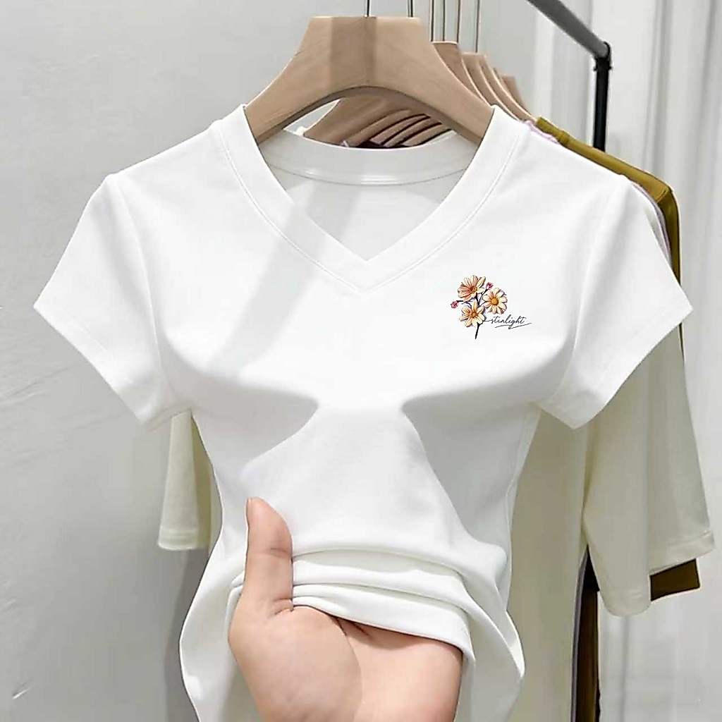 มีให้เลือก 5 สี ตั้งแต่ไซส์ M ถึง 3XL เนื้อผ้าโปร่งสบาย ระบายอากาศได้ดี ราคาส่ง เสื้อผู้หญิงทรงเข้ารูป สไตล์เกาหลีวัยรุ่
