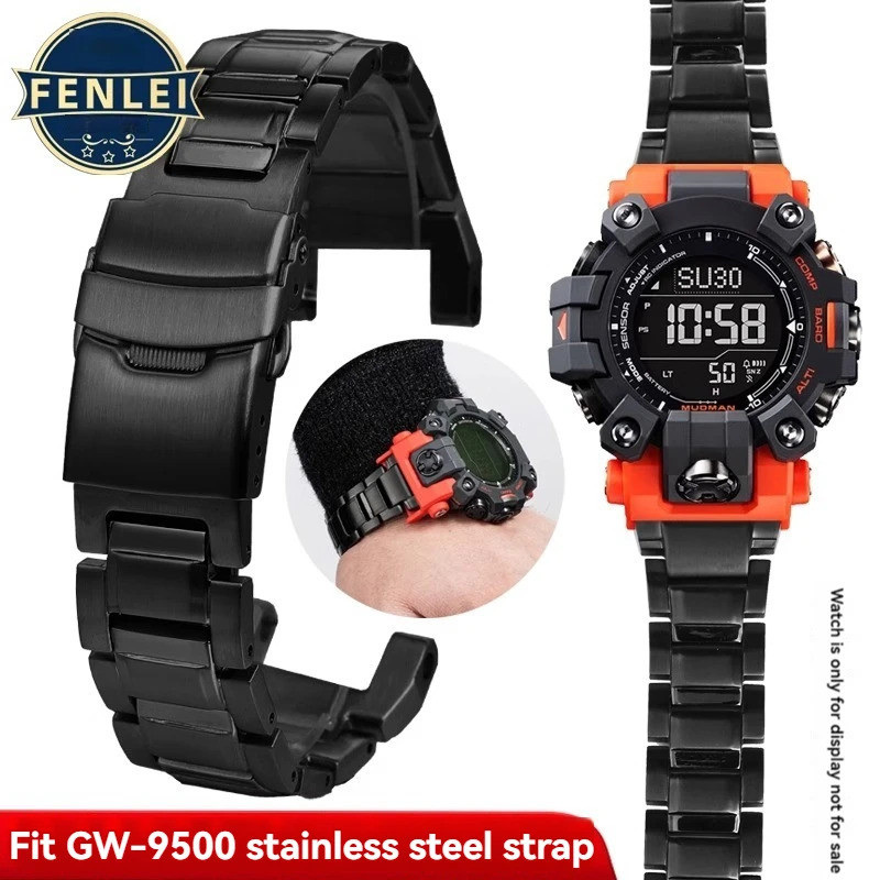 สําหรับสายนาฬิกา Casio GW-9500 GW-9500-1/1A4/3 รุ่นที่สอง Clay Figurine สแตนเลสดัดแปลงนาฬิกาอุปกรณ์เ